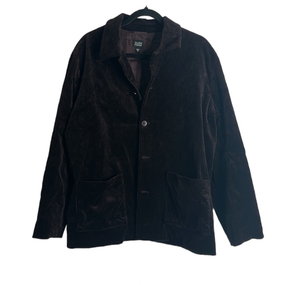 Eileen fisher brown corduroy jacket sizeM office work wear business mini - Picture 1 of 9